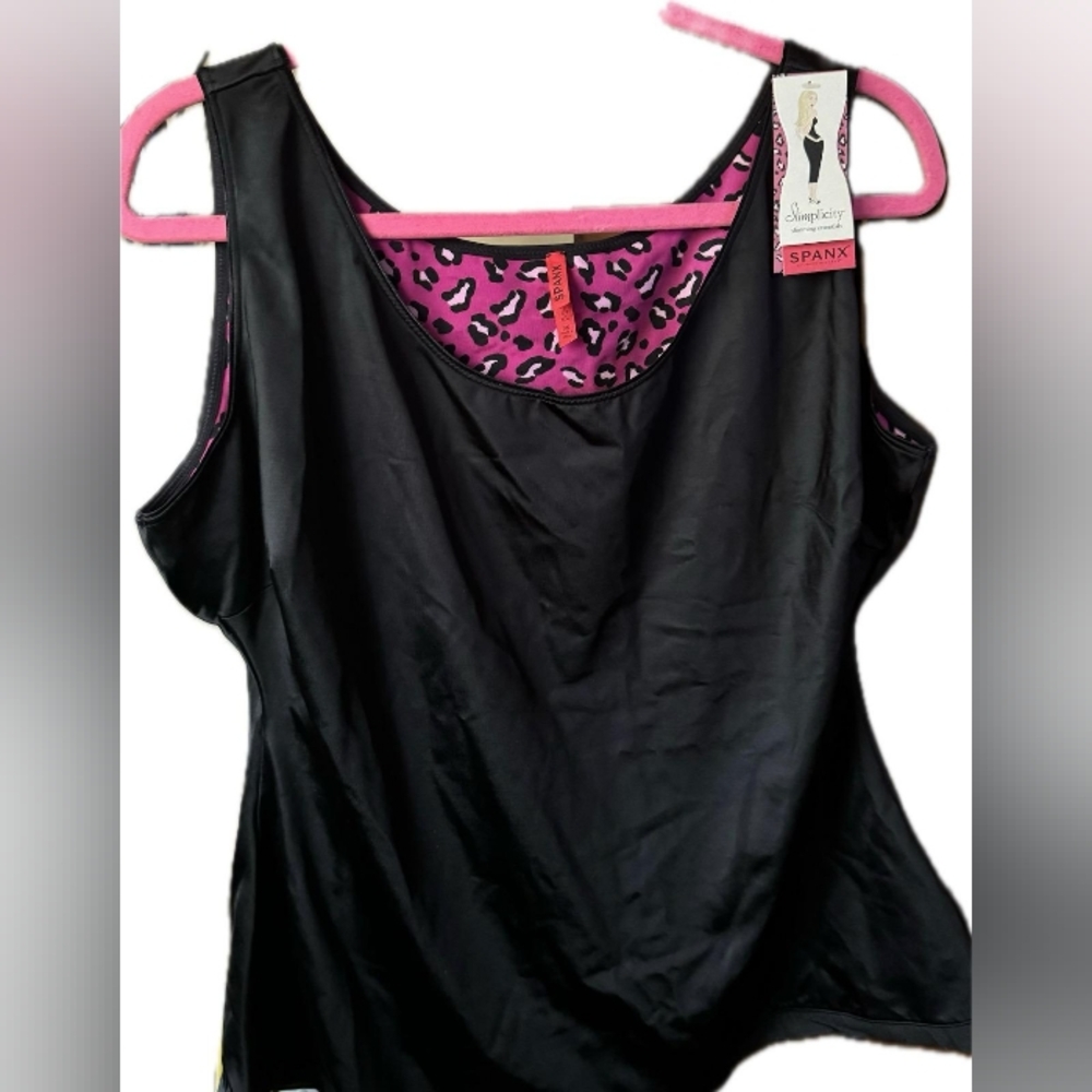 Spanx Shapewear Tank Top Camisole Black Pink Leopard Print 3X